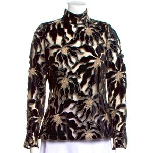 NWT BEAUFILLE Floral Print Mock Neck Blouse w/ Tags